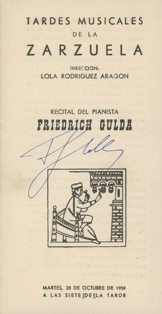 Gulda, Friedrich. (1930–2000) Signed Recital Program
