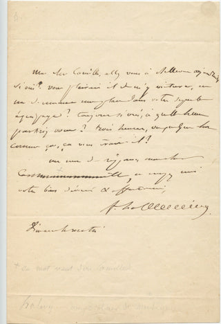 Halévy, Fromental. (1799–1862) Autograph Letter Signed to Camille Pleyel, view 1