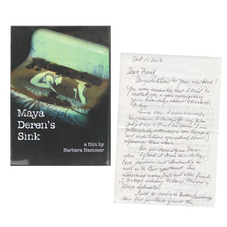 Hammer, Barbara. (1939 - 2019) [Deren, Maya. (1917-1961)] [Bidart, Frank. (b. 1939)] "Maya Deren's Sink" - WITH AN AUTOGRAPH LETTER TO FRANK BIDART