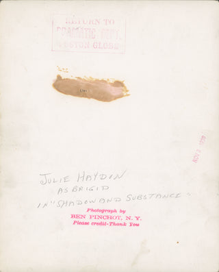 Haydon, Julie. (1910–1994) Signed Photograph as Brigid in "Shadow and Substance"