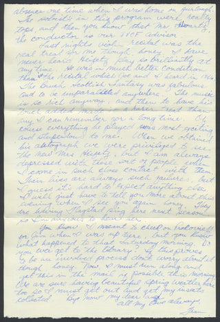 Heifetz, Jascha. (1901–1987) Signed Program with Letter from an Audience Member