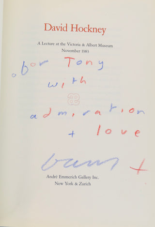 Hockney, David. (b. 1937) [Bennett, Tony. (1926-2023)] "David Hockney On Photography"  INSCRIBED TO TONY BENNETT