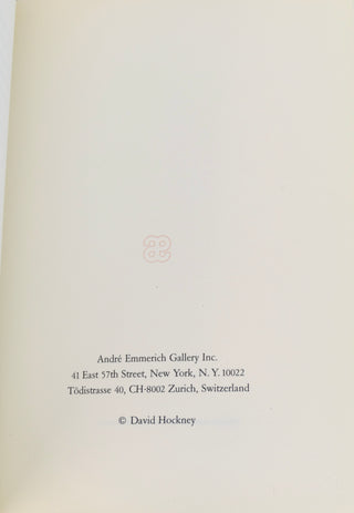 Hockney, David. (b. 1937) [Bennett, Tony. (1926-2023)] "David Hockney On Photography"  INSCRIBED TO TONY BENNETT