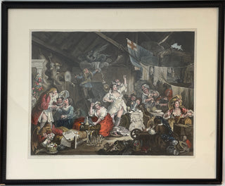 Hogarth, William. (1697-1764) Strolling Actresses dressing in a Barn (Paulson 150) - Original Hand-Colored Engraving