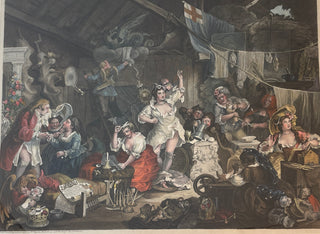 Hogarth, William. (1697-1764) Strolling Actresses dressing in a Barn (Paulson 150) - Original Hand-Colored Engraving