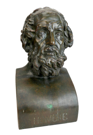 [Homer] 19th Century Bronze Bust Sculpture