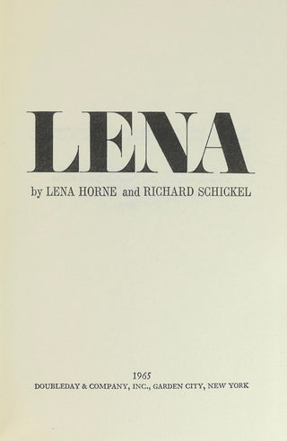 Horne, Lena. (1917–2010), Schickel, Richard. "Horne" Signed and Inscribed First Edition