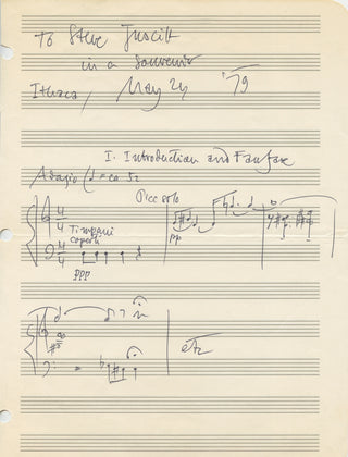 Husa, Karel. (1921–2016) "Music for Prague" - Autograph musical quotation
