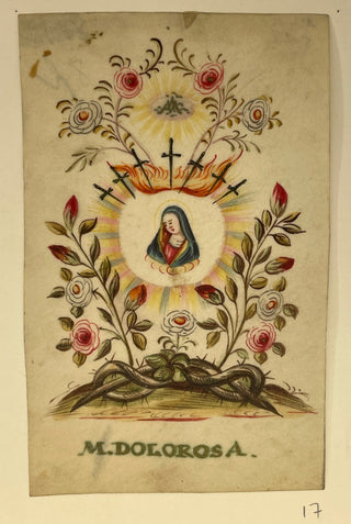 [Devotional Prayer Cards] Handpainted Devotional Prayer Card - Mater Dolorosa, ca. 1820, view 1