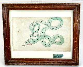 [Folk Art] Snake Watercolor Bookplate, Pennsylvania, mid-19th C.