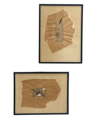 Hugnet, Georges. (1906-1974) MOUTARDIER and CENDRIER - 2 Drawings, 1946