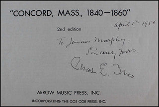 Ives, Charles. (1874–1954) Second Pianoforte Sonata - "Concord, Mass 1840-60" - SIGNED