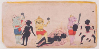 [Indian Art] mid-18th century. Torments of the Condemned in Hell