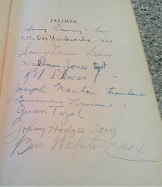 [JAZZ] Ellington, Duke. (1899-1974) & Armstrong, Louis; Webster, Ben; Hodges, Johnny; Teagarden, Jack ETC[Frederic Ramsey, Jr.; Charles Edward Smith (eds.)] "Jazzmen" - SIGNED BY MANY