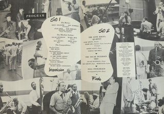[Jazz at the Philharmonic] Fitzgerald, Ella. (1917–1996) & Gillespie, Dizzy. (1917–1993) & Krupa, Gene. (1909–1973) & Peterson, Oscar. (1925–2007) & Rich, Buddy. (1917–1987) & Young, Lester. (1909–1959) 16th National Tour Program [Fall 1955] - SIGNED