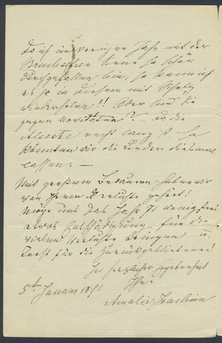 [Joachim, Joseph. (1831–1907)] Joachim, Amalie. (1839–1899) Autograph Letter