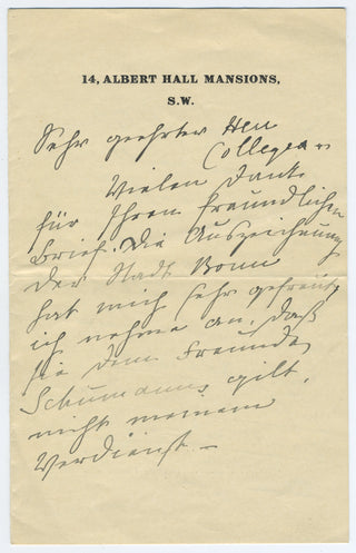 Joachim, Joseph. (1831–1907) [Grüters, Hugo. (1851–1928)] Group of Autograph Letters Signed