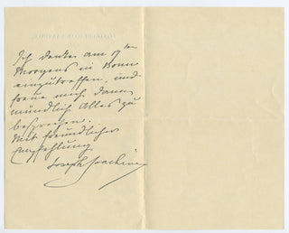 Joachim, Joseph. (1831–1907) [Grüters, Hugo. (1851–1928)] Group of Autograph Letters Signed