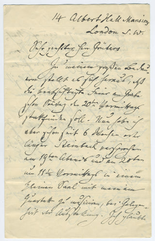 Joachim, Joseph. (1831–1907) [Grüters, Hugo. (1851–1928)] Group of Autograph Letters Signed