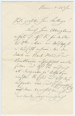 Joachim, Joseph. (1831–1907) [Grüters, Hugo. (1851–1928)] Group of Autograph Letters Signed
