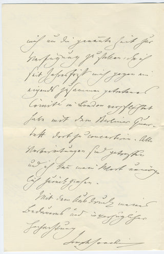 Joachim, Joseph. (1831–1907) [Grüters, Hugo. (1851–1928)] Group of Autograph Letters Signed
