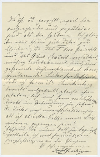 Joachim, Joseph. (1831–1907) [Grüters, Hugo. (1851–1928)] Group of Autograph Letters Signed