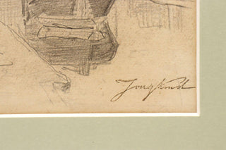 Jongkind, Johan Barthold. (1819-1891) Canal and Windmill - Original Drawing, ca. 1880s