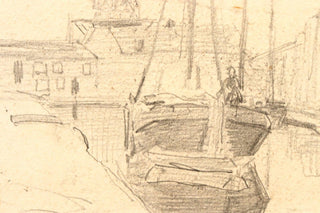 Jongkind, Johan Barthold. (1819-1891) Canal and Windmill - Original Drawing, ca. 1880s