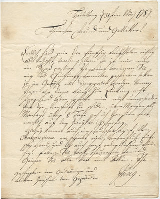Jung-Stilling, Johann Heinrich. (1740–1817) Autograph Letter to Monsieur Pfeffel, 1787