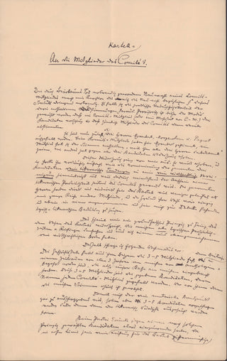 [Literature & Art] [German Literature] Busse, Carl. (1872-1918) & Dehmel, Richard. (1863-1920) & Falke, Gustav. (1853-1916) & Holz, Arno. (1863-1929) Heyse, Paul. (1830-1914) & von Hofmannsthal, Hugo. (1874-1929) Autograph Document of the Kartell Lyrische