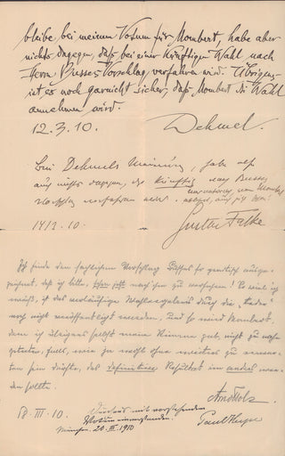 [Literature & Art] [German Literature] Busse, Carl. (1872-1918) & Dehmel, Richard. (1863-1920) & Falke, Gustav. (1853-1916) & Holz, Arno. (1863-1929) Heyse, Paul. (1830-1914) & von Hofmannsthal, Hugo. (1874-1929) Autograph Document of the Kartell Lyrische