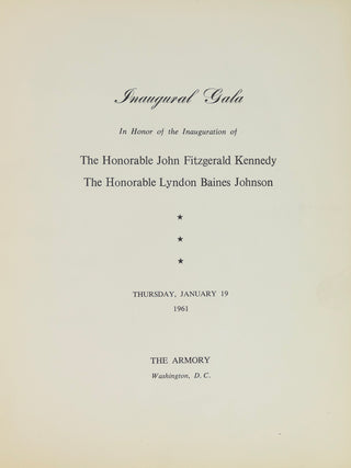 [Kennedy, John F. (1917–1963)] Novak, Kim. (b. 1933) John F. Kennedy's Inaugural Gala Program, signed
