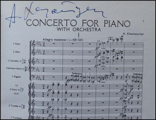 Khachaturian, Aram. (1903-1978) Concerto for Piano and Orchestra - SIGNED