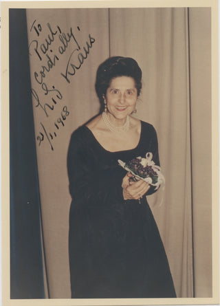 Kraus, Lili. (1903–1986) Signed Photograph