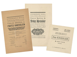 Kreisler, Fritz. (1875–1962) Three Early 20th Century Programs