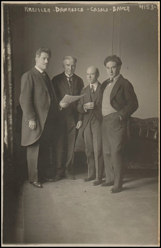 [Carnegie Hall] Kreisler, Casals, Bauer, Damrosch. Original 1917 Photograph at Carnegie Hall
