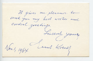 Krenek, Ernst. (1900–1991) Autograph Note Signed, 1964, view 1