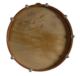 Krupa, Gene. (1909 - 1973) Signed Drum "to a fellow skin beater."