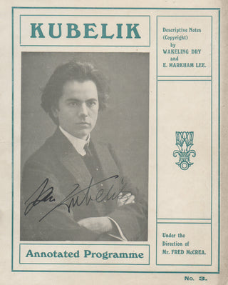 Kubelík, Jan. (1880–1940) Signed Photograph on Annotated Program