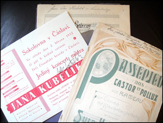 Kubelík, Jan. (1880–1940) Signed Program and Inscribed Music from his Collection.