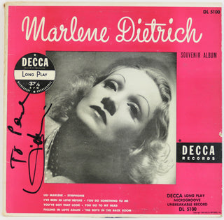 Dietrich, Marlene (1901–1992) "Marlene Dietrich Souvenir Album" - SIGNED LP