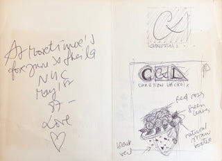 Lacroix, Christian. (b. 1951) Original Drawing and Notes on a Promotional Card