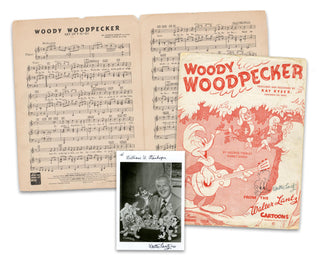 Lantz, Walter. (1899–1994) Sketch & Signed Photograph with Original Sheet Music