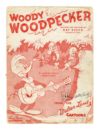 Lantz, Walter. (1899–1994) Sketch & Signed Photograph with Original Sheet Music