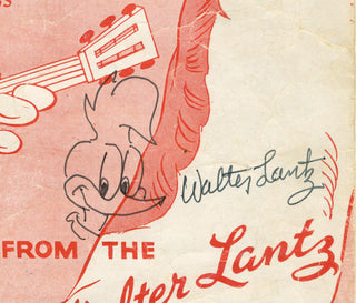 Lantz, Walter. (1899–1994) Sketch & Signed Photograph with Original Sheet Music