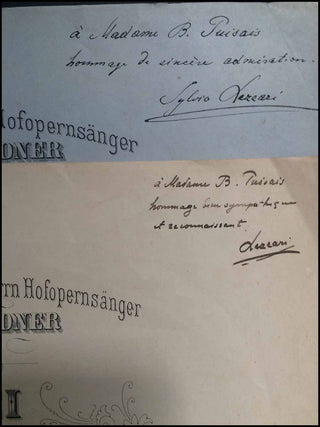Lazzari, Sylvio. (1857 - 1944) Zwei Lieder fu?r eine tiefe Singstimme mit Begleitung des Pianoforte. Op. 6 &amp;  Drei Lieder fu?r eine tiefe Singstimme mit Begleitung des Pianoforte. TWO SIGNED PRESENTATION COPIES TO BLANCHE PUISAIS