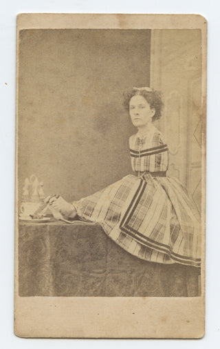 Leak, Ann E. (1839–?) "I write poetry + prose / Holding my pen between my toes." - Original CDV Photograph, Signed with Her Toes!