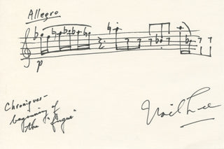 Lee, Noël. (1924–2013) "Chroniques" - Autograph musical quotation signed