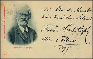 Leschetizky, Theodor. (1830–1915) Signed Photograph with Autograph Quotation