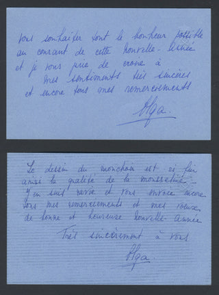 [Dior, Christian. (1905–1957)] Barrault, Jean-Louis. (1910–1994) & Renaud, Madeleine. (1900–1994) Collection of Autograph Letters and Cards to Christian Dior